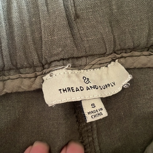 Thread And Supply Olive Green Women's Linen Pants - Picture 7 of 9